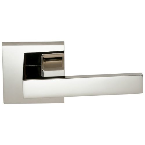 930 with Square Rose Privacy Lever with 2-3/8" Backset, Full Lip Strike Bright Nickel Finish