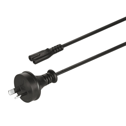 Mains lead, Country-specific, C7 socket 2,000.00 mm 250.00 V AU I (AU) 2-pin country-specific, Plug type: AU, length: 2 m Black