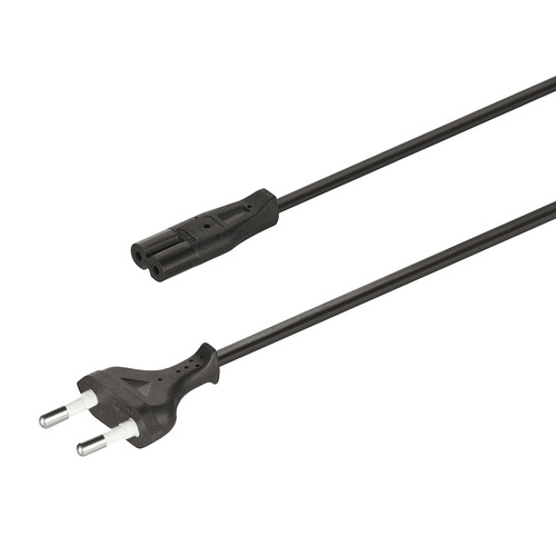 Mains lead, Country-specific, C7 socket 2,000.00 mm 250.00 V KR C (KR) 2-pin country-specific, Plug type: KR, length: 2 m Black