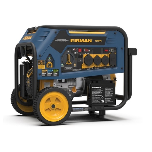 FIRMAN POWER EQUIPMENT T07571 Tri Fuel 7500W Portable Generator Electric Start 120/240V