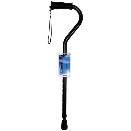 Carex FGA58000 0000 Offset Walking Cane w/Strap Black Aluminum/Plastic 39.5" H X 6.8" L Black