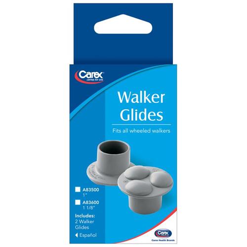 Carex FGA83600 0000 Walker Glides Gray Plastic 1.25" H X 2" L Gray Pair