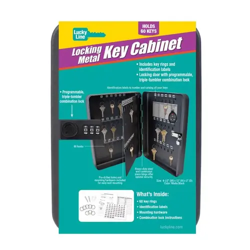 LUCKY LINE 61100 Key Cabinet Black Steel Black