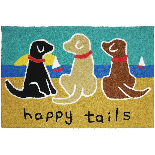 Jellybean JB-SE015 Accent Rug 20" W X 30" L Multi-Color Happy Tails Polyester Multi-Color