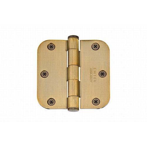 3-1/2" X 3-1/2" 5/8" Radius Solid Brass Residential Duty Hinge French Antique Brass Finish