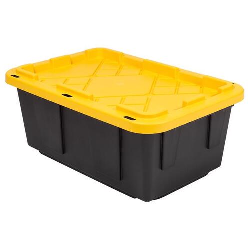 Greenmade 772641 Snap Lock Storage Box 15 gal Black/Yellow Stackable Black/Yellow