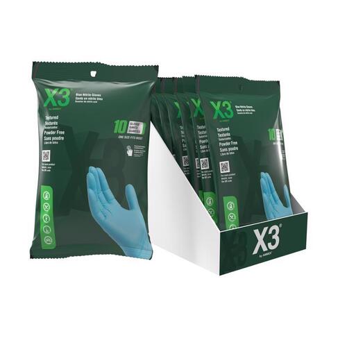 X3 X310PK Disposable Gloves Nitrile One Size Fits Most Blue Powder Free Blue