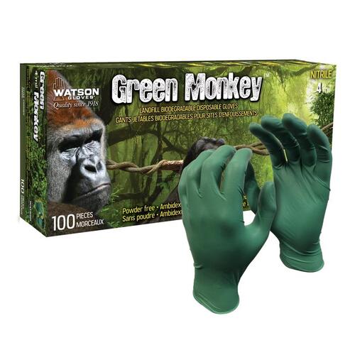 Watson Gloves 5559PF-S Disposable Gloves Green Monkey S Landfill Biodegradable Nitrile Green Green