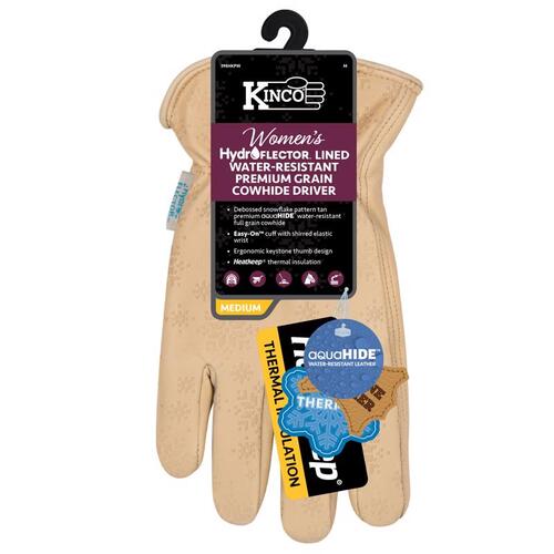 Kinco 398HKPW-M Gloves HydroFlector M Cowhide Leather Lined Tan Tan