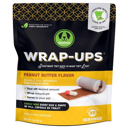 Stashios PSD-WUP Pill Pockets Wrap-Ups Peanut Butter Grain Free For Dogs 2 oz