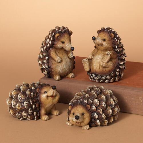 Gerson 2274260 Figurine Brown Hedgehog with Glitter 4" Brown