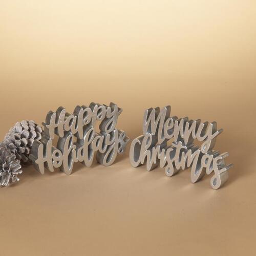 Gerson 2533890 Sign Silver Assorted Holiday Silver