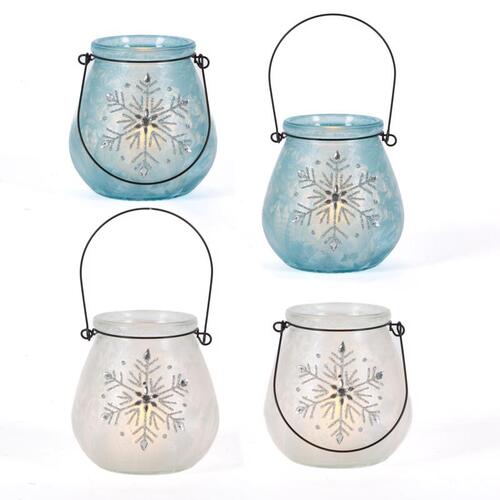 Gerson 2700940-XCP6 Luminary Assorted Snowflake with Tea Light 4.3" Assorted - pack of 6