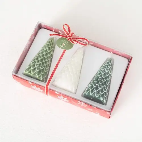 Sullivans ACEPINE422 Candle Vance Kitira Green & White Pine Cone Tree Set Green & White