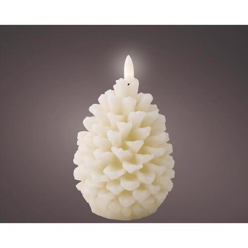 Lumineo 486902 Candle LED Cream Pinecone 5.2" Cream