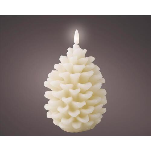 Lumineo 486903 Candle LED Cream Pinecone 6.1" Cream