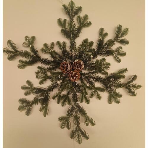 Celebrations 23PRT-231372 Wreath LED Prelit Warm White Pine Snowflake