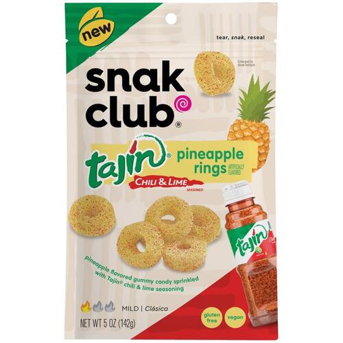 SNAK CLUB 1721919 Fruit Snacks Tajin Pineapple Rings 5 oz