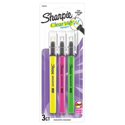 Highlighter Clear View Assorted Chisel Tip