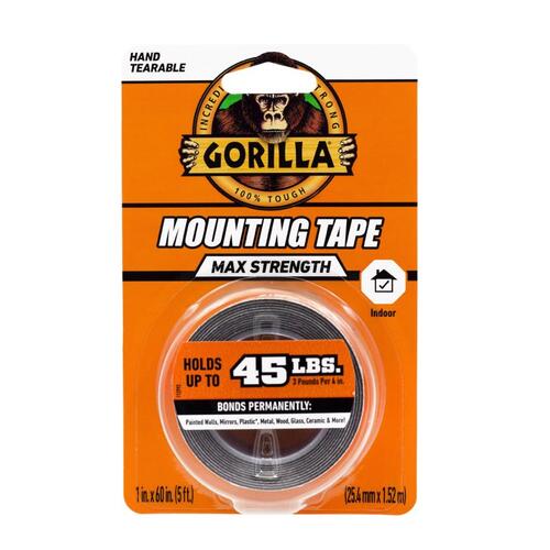 Gorilla 112962 Double-Sided Mounting Tape 60" L X 1" W Black