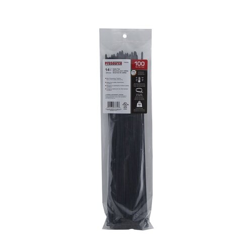 ProSource CT0912 Cable Tie, 102 mm Max Bundle Dia, Self-Locking Locking, Nylon, Black - pack of 100