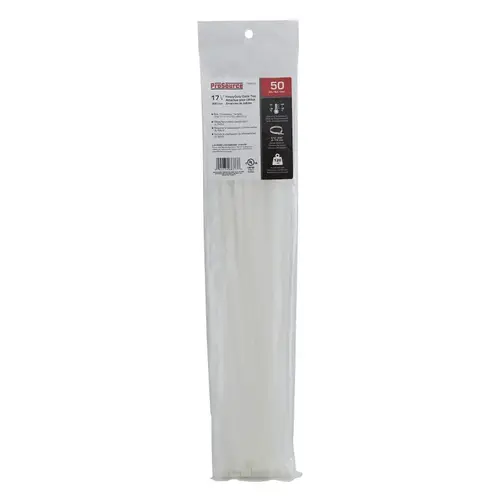 Cable Tie, 118 mm Max Bundle Dia, Self-Locking Locking, Nylon, White - pack of 50