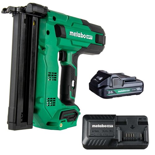 Metabo HPT N1804DBM MultiVolt Series Stapler Kit, Battery Included, 18 V, 2 Ah, 1/4 in W Crown, 1/2 to 1-1/2 in L Leg