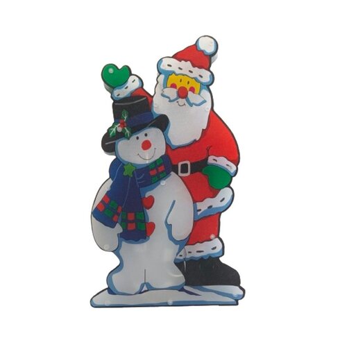 Santas Forest 60977 Santa & Snowman, 10 in W, Plastic, Colorful, Mini Bulb, Internal Light