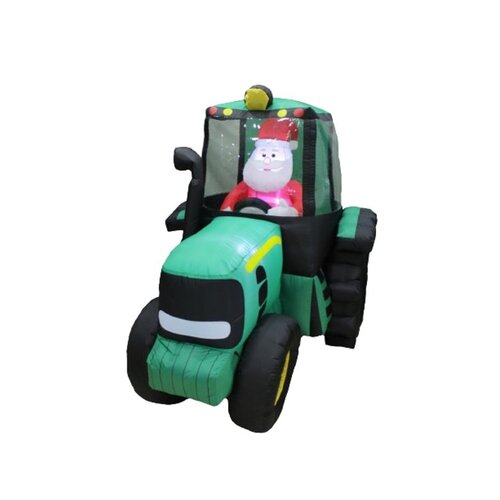 Santas Forest 90944 Inflatable Tractor, 5 ft, Polyester, Green, Internal Light/Music: Internal Light