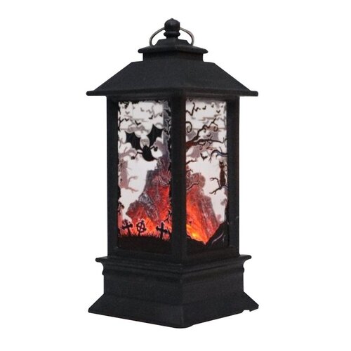 Santas Forest 99934 Halloween Bat Lantern, 5 in H, Plastic, Black/Orange, Internal Light, Indoor