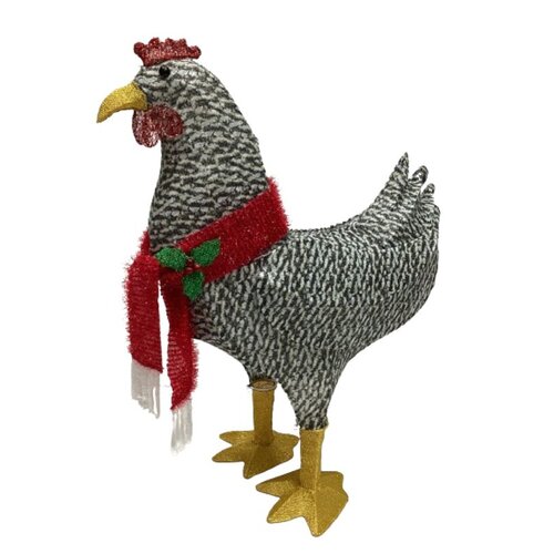 Santas Forest 62907 Pre-Lit 3D Rooster, Black/White, LED, Internal Light