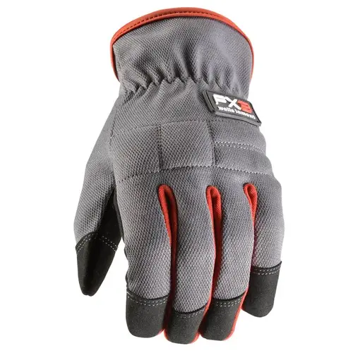 Wells Lamont 7862XL Work Gloves FX3 Men's Indoor/Outdoor Gray/Red XL Gray/Red Pair
