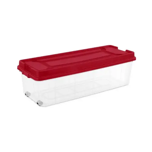 Storage Tote w/Wheels Clear/Red 15.5" H X 52.5" W X 20" D Clear/Red - pack of 2