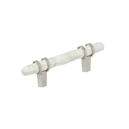 Carrione Cabinet Pull Marble White/Satin Nickel