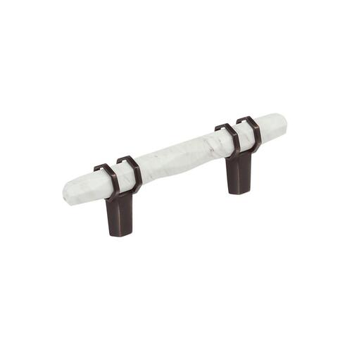 Carrione Cabinet Pull Marble White/Oil-Rubbed Bronze