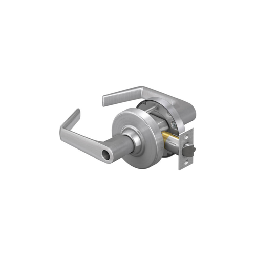 Grade 2, Storeroom Rhodes Lever, Less Cylinder, 2-3/4" Backset, ANSI Strike, Satin Chrome 626, US26D