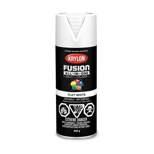 Fusion All-In-One Paint and Primer, Flat, White, 12 oz, Can