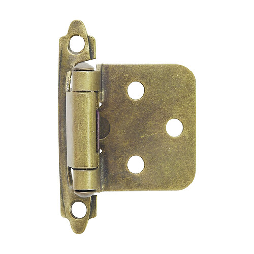 Hardware House 64-2504 Flush Overlay Cabinet Hinges Antique Brass Pair