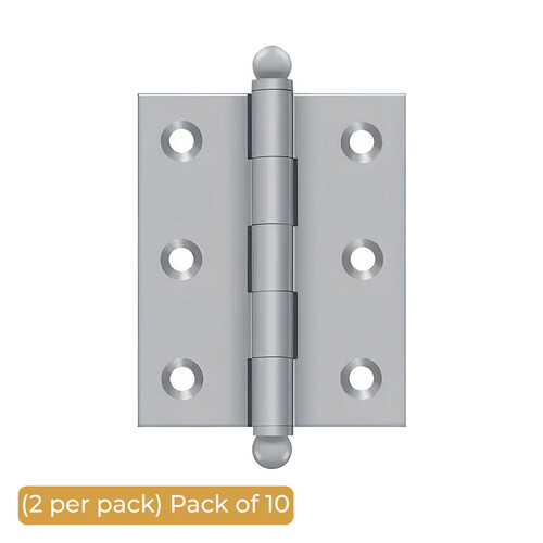 2-1/2" x 2" Hinge, w/ Ball Tips in Brushed Chrom - 2 per pack x10 packs Satin Chrome