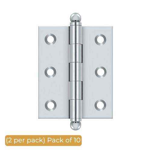 2-1/2" x 2" Hinge, w/ Ball Tips in Polished Chrom - 2 per pack x10 packs