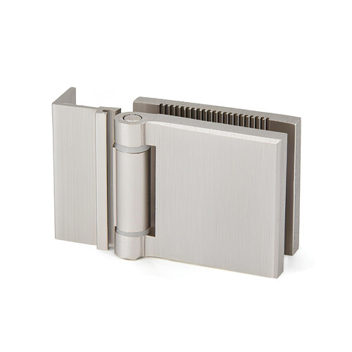 FHC JMH1LBN L-Mount Universal Hinge for 1/4" Glass - Brushed Nickel