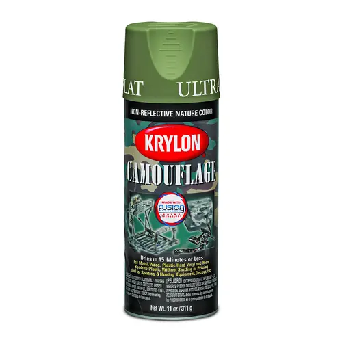 KRYLON K04296077 Camouflage Paint, Ultra-Flat, Woodland Light Green, 12 oz, Aerosol Can