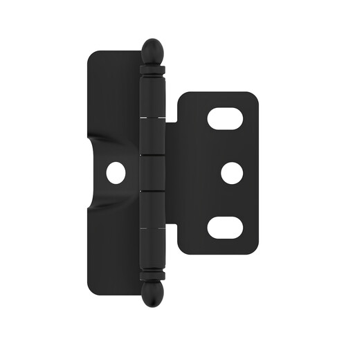 Amerock PK3175TBFB 3/4" (19 mm) Full Inset Full Wrap Ball Tip Cabinet Hinge Flat Black Finish