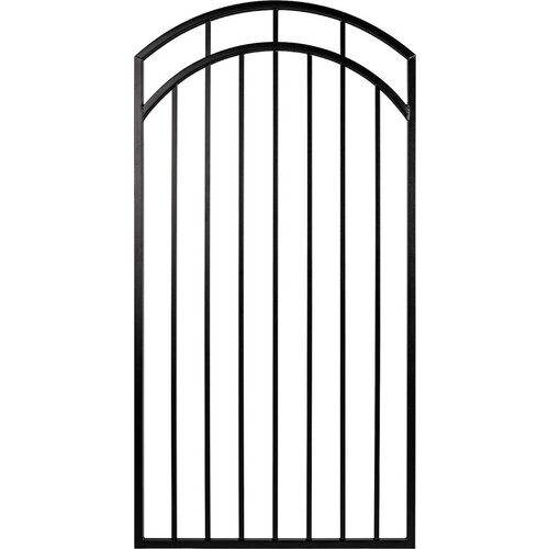 Nuvo Iron IBGA3368 Benitoite Series Arched Top Gate, 33 in W Gate, 68 in H Gate, Steel Frame, Black