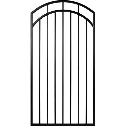 Nuvo Iron IBGA3368 Benitoite Series Arched Top Gate, 33 in W Gate, 68 in H Gate, Steel Frame, Black