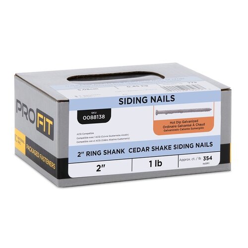 Pro-Fit 0088138 88138 Cedar Shake Nail, 2 in, Hot-Dipped Galvanized, Ring Shank, 1 lb