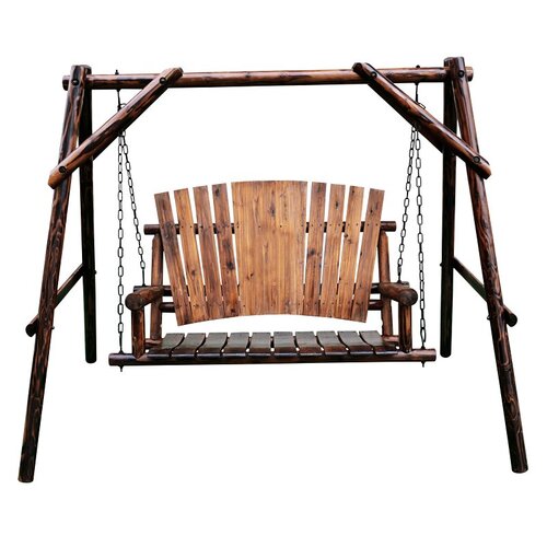 Leigh Country TX 94080 Char-Log Series Porch Swing, 86.6 in OAW, 48.43 in OAD, 67.9 in OAH