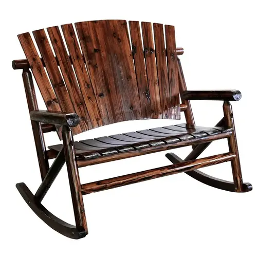 Leigh Country TX 93866 Char-Log Series Double Rocker Chair, 51.2 in OAW, 36.6 in OAD, 44.09 in OAH, Wood, Brown