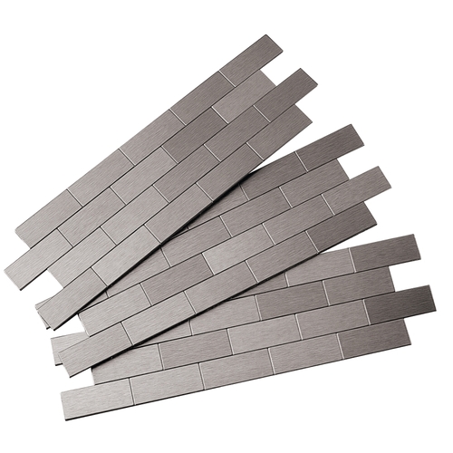 ASPECT F9550 Wall Tile, 6 in L, 14 in W, 3/4 in Thick, Aluminum/Polymer, Brushed Stainless Steel