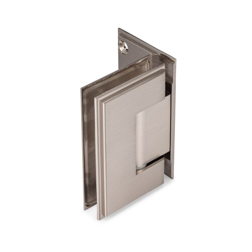 Symphony Standard Duty 90 degree Wall-Glass Hinge with Offset Backplate & 5 degree Offset - Brushed Nickel